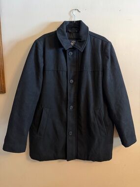Dockers Men's Black Pea Coat with Button Front